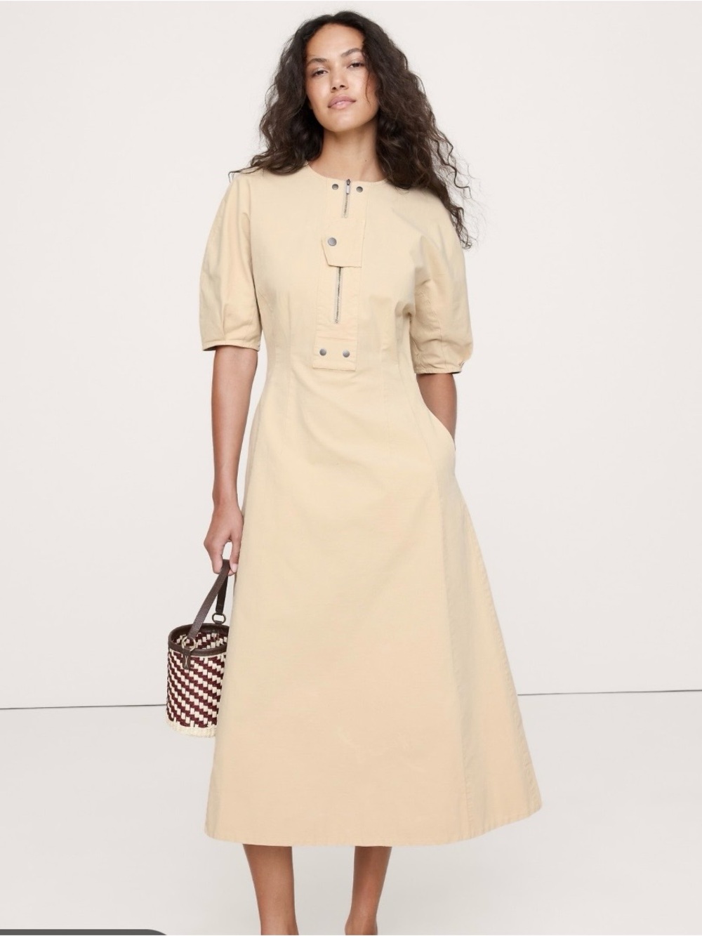 Banana Republic Beige Utility Midi Dress XS
